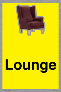 Lounge Dementia Friendly Yellow SIgn